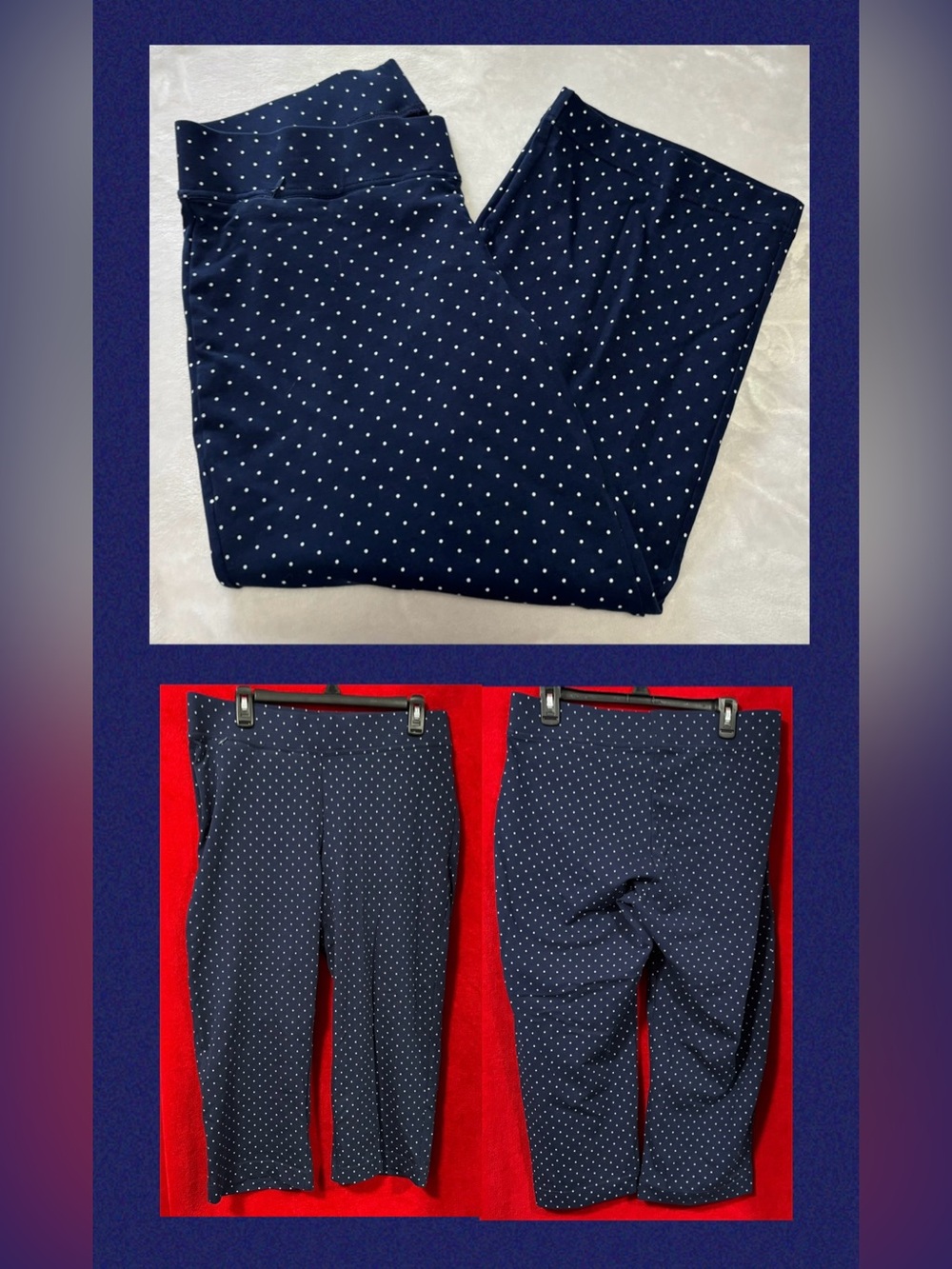 Lands' End Navy Polka Dot Cropped Pants